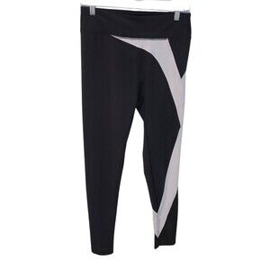 Therapy Performance Women L Black White Racing Stripe High Rise Legging Gym